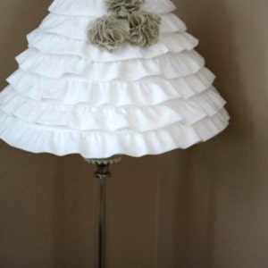 White ruffle with pom pom flowers lamp shade  FREE SHIPPING!!!