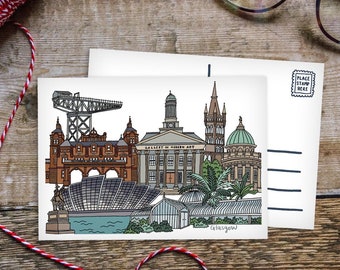 Glasgow Landmarks Postcard