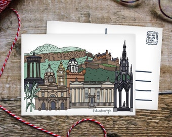 Carte postale Monuments d'Édimbourg