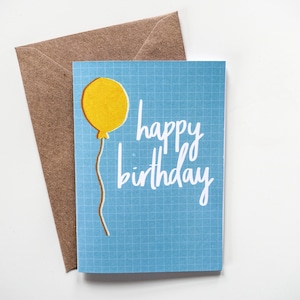 Happy Birthday Turquoise and Yellow Balloon Greetings Card