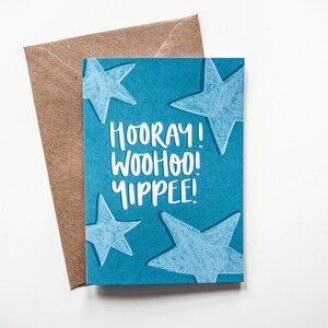 Hourra ! Waouh ! Youpi ! Carte de voeux générale étoiles