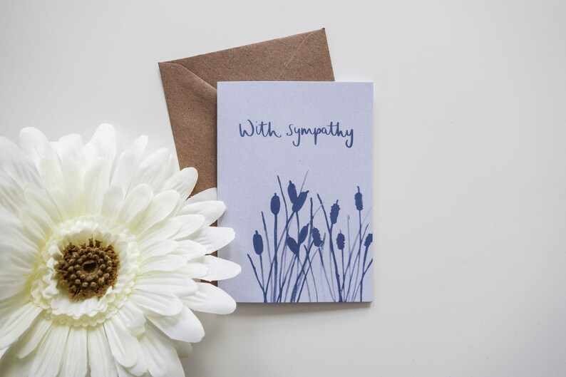 With Sympathy Pastel Blue Reeds Greetings Card