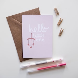 Hello Little One Pink Blau Neues Baby Grüße Karte