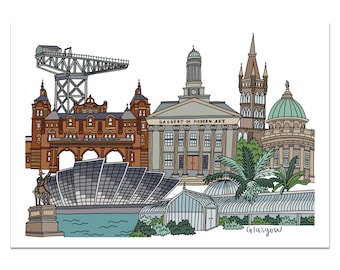 Glasgow Landmarks, Scotland Print