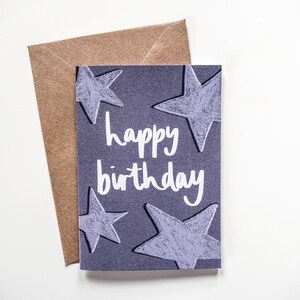 Happy Birthday Monochrome Stars Greetings Card