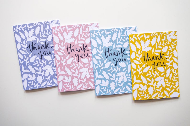 ThankYou Floral Pastel Pack of Four Greetings Cards Etsy
