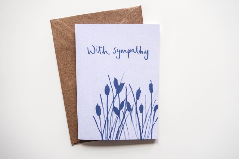 With Sympathy Pastel Blue Reeds Greetings Card