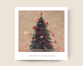 CHRISTMAS GREETINGS CARD – Birds & trees