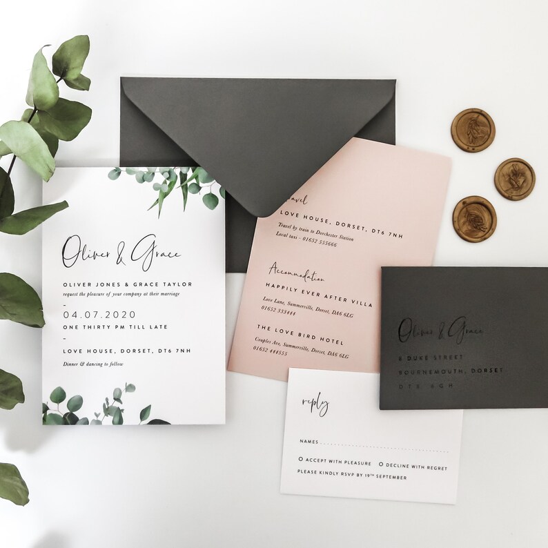 Eucalyptus Wedding Invitation NONPERSONALISED SAMPLE Etsy Australia