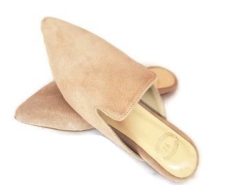 tan suede mules ladies