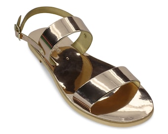 Metallic leather handmade sandals , ankle cuff sandals , disco shoes