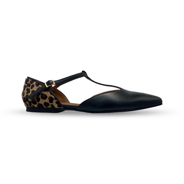 Pointed ballet flats T-Strap , handmade in Greece