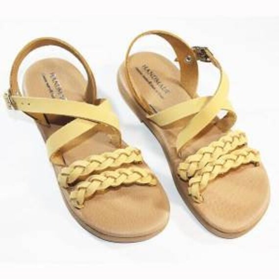 Leather Handmade Yellow Anatomic Greek Sandals for Kids/baby - Etsy