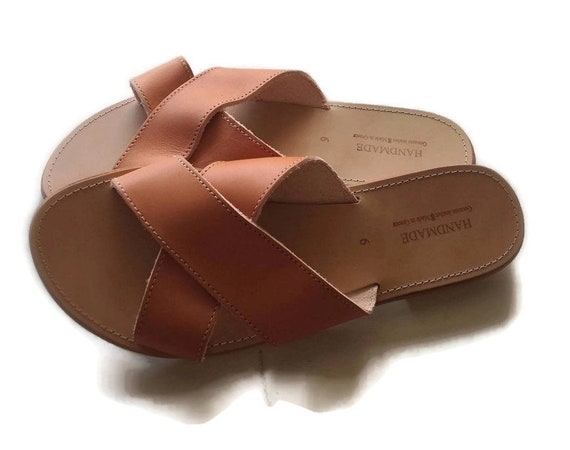 leather handmade Greek Sandals, criss cross