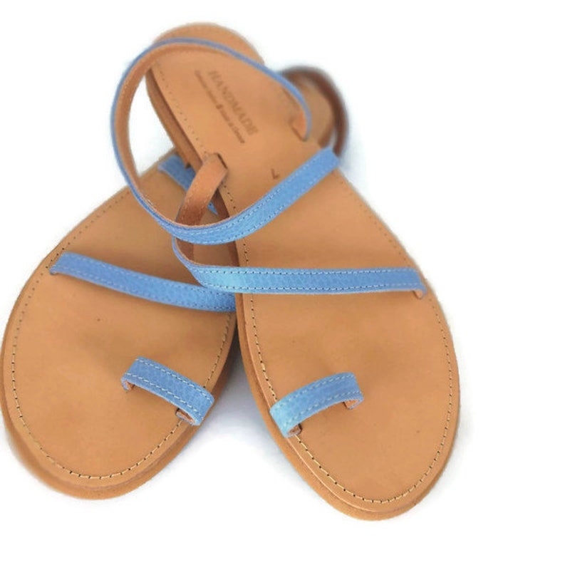 Leather handmade light blue Greek 