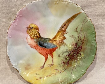 Cockatoo Plate Plaque Elite Limoges Porcelain Bawo & Dotter Antique Signed Lane