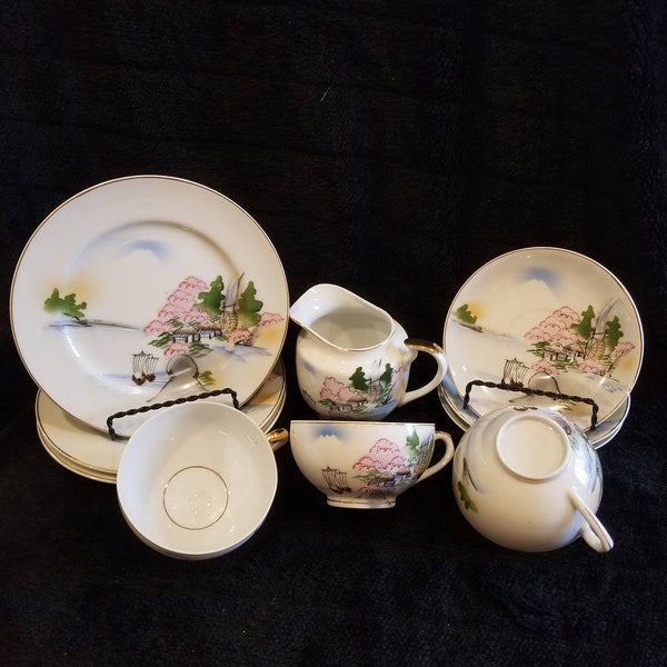 Japanese Kutani Geisha Girl Antique Tea Set Etsy