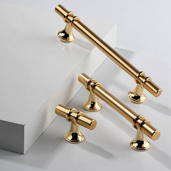 2" to 39" (5cm to 100cm) Brushed Brass Cabinet Pulls Drawer Pull Dresser Handle Brushed Gold Kitchen Hardware, Screws Included, LS007