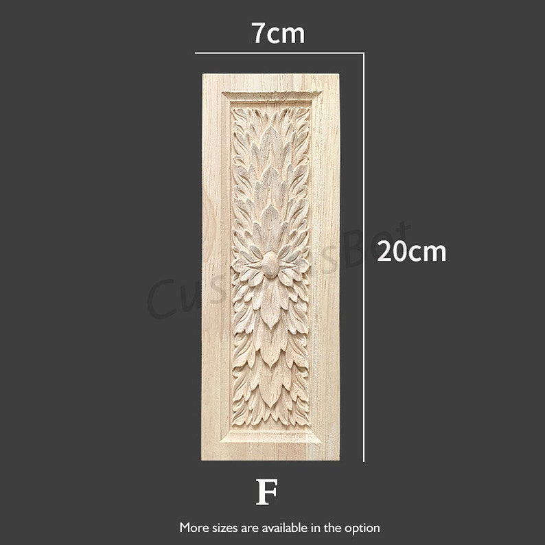 Rectangle Carved Wood Appliques for interior, Back Flat, 1pc, Shabby Chic FURNITURE APPLIQUES, Fireplace Corbel Brackets Decals, MD091 image 9