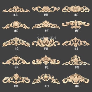 6" to 21" (15cm to 52cm) Width Unpainted Wood Applique Onlay, 1pc, DIY Shabby Chic Furniture Molding Architectural Molding MD037