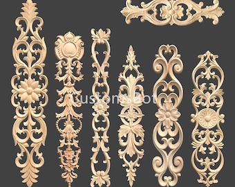 33cm to 80cm Unpainted Wood Carved Applique Onlay, 1pc, Custom on Request European Style Furniture & Wall Art Decal, MD025