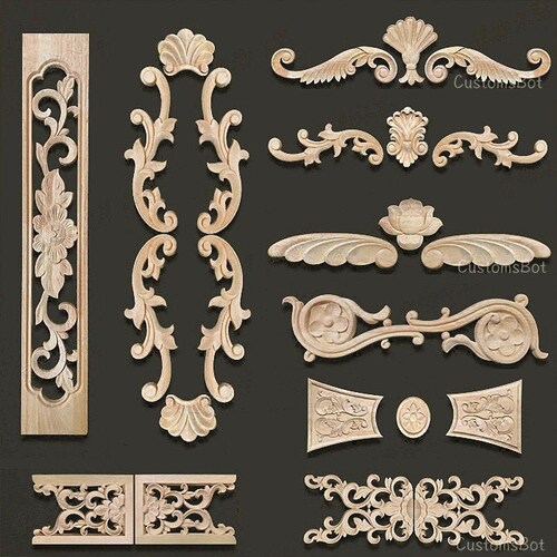 Unpainted Wood Carved Applique Onlay Thickness About Etsy