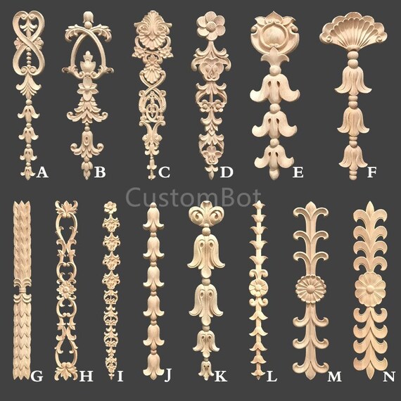Height 17 to 48cm Unpainted Wood Carved Applique Onlay 1pc Etsy