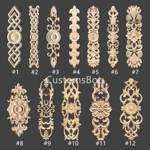 Unpainted Wood Carved Applique Onlay, 1pc, Home Wall Embellishments, European Style Furniture & Wall Art Decal, MD032