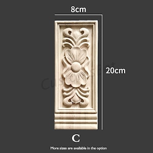 Rectangle Carved Wood Appliques for interior, Back Flat, 1pc, Shabby Chic FURNITURE APPLIQUES, Fireplace Corbel Brackets Decals, MD091 image 7