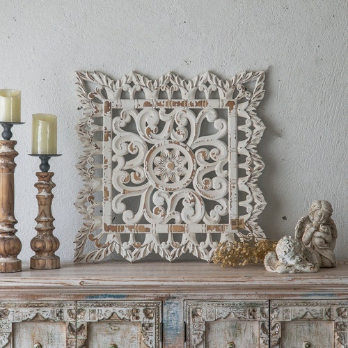 24 Home Decor Medallion Wood Wall Hanging Round Etsy