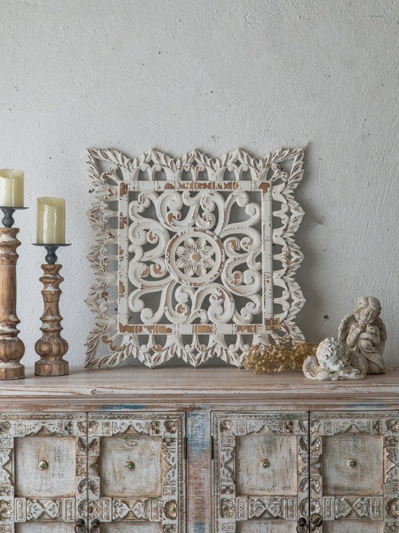 24 Home Decor Medallion Wood Wall Hanging Square Etsy