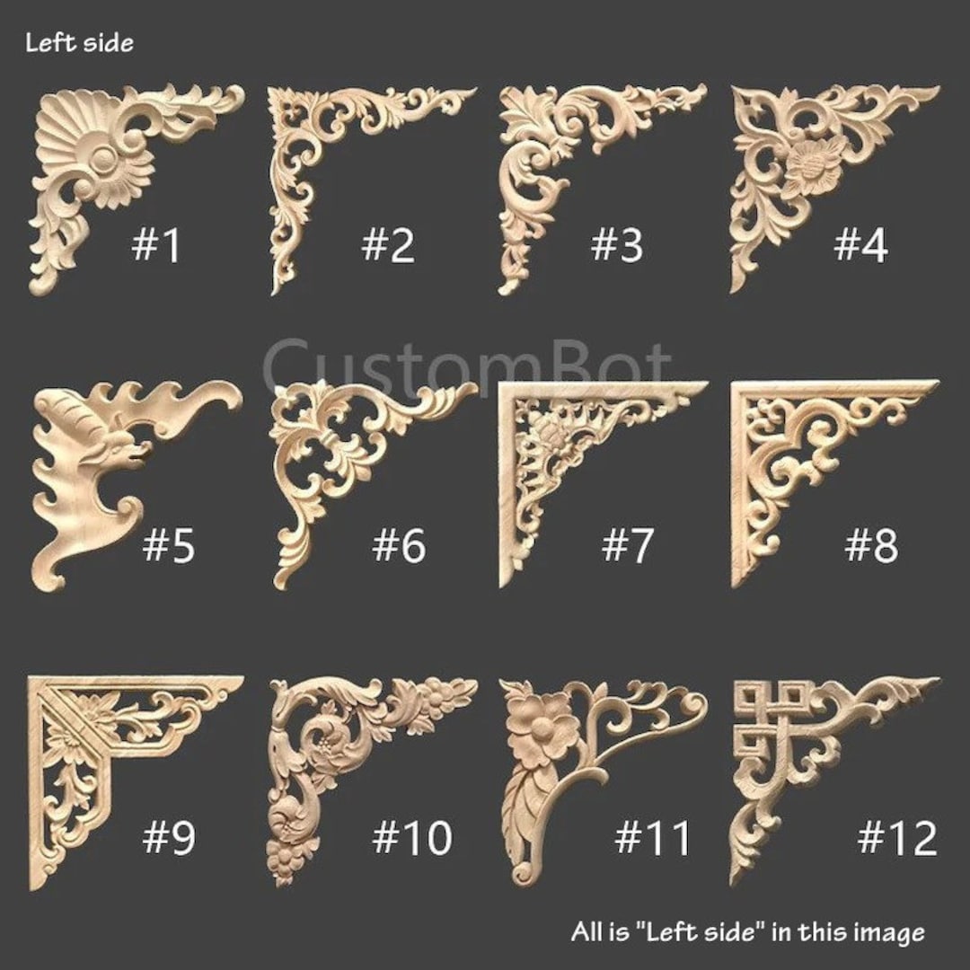 6cm to 60cm Unpainted Wood Carved Corner Applique Onlay, You Will Get 1pc for the Listing, Home