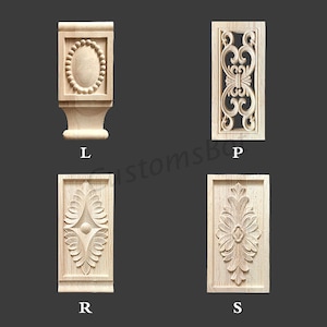 Rectangle Carved Wood Appliques for interior, Back Flat, 1pc, Shabby Chic FURNITURE APPLIQUES, Fireplace Corbel Brackets Decals, MD091 image 4