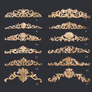 Width 40cm to 80cm Unpainted Wood Applique Onlay, Molding Onlays Architectural Carvings Furniture Trim Supplies CZ001