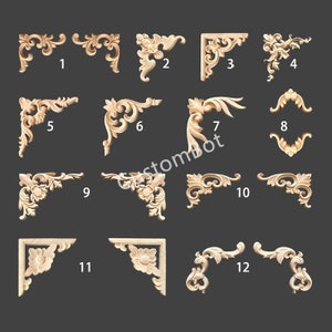 2pcs (Left and Right) Corner Applique Onlay, 5cm to 45cm, Unpainted Wood Carved Furniture Carving Apliques Supplies MD022