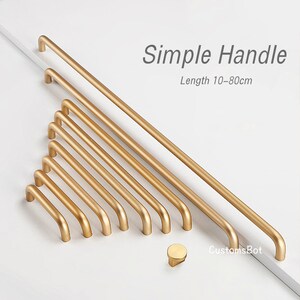 4" to 31" (10cm to 80cm) Simple Style Brushed Gold Cabinet Pulls Drawer Pull Dresser Handle Kitchen Handles Hardware, Screws Included, LS013