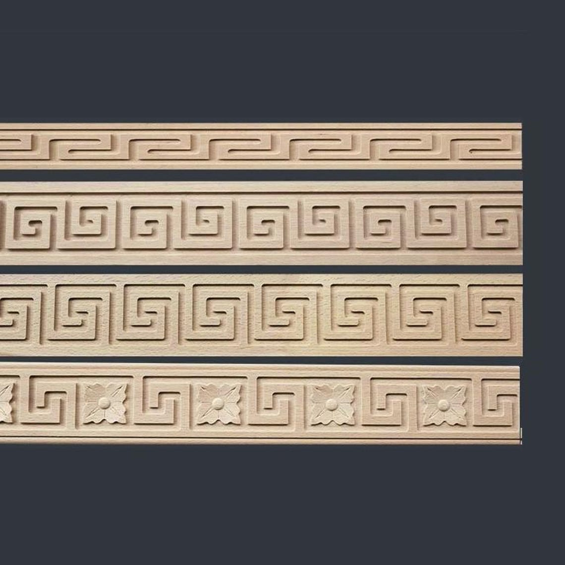 Width 0.8 to 6.0 Carved Wood Line Molding, Back Flat, Unpainted