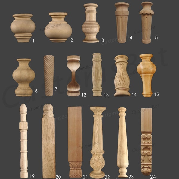 Unpainted Fence Post Cap Finials, Solid Wood Cornices Finial, Carved Wood Drop Finial, Stairway Post Finial, Table Post Support, MD147