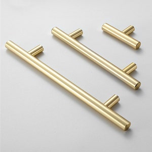 2 1/2" to 33 1/2" Brushed Brass & Black Cabinet Pulls Drawer Pull Dresser Handle Kitchen Handles Hardware, Screws Included, LS005