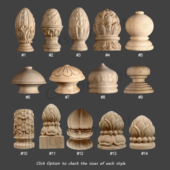 Unfinished Decorative Carved Staircases Newel Post Cap Screw Etsy