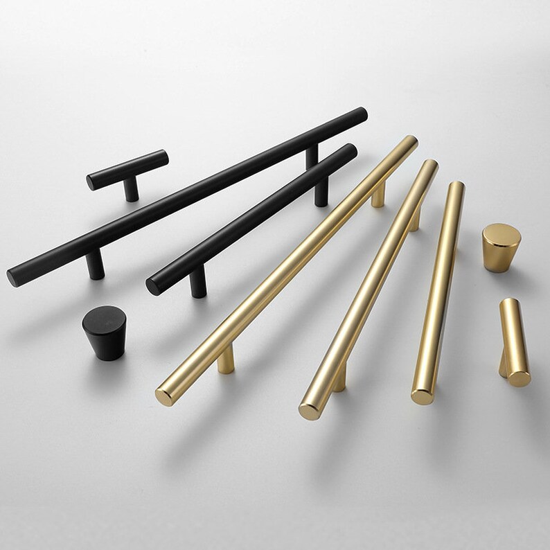 3 to 33 Brushed Brass & Black Pulls Drawer Etsy