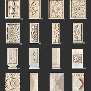Unpainted Wood Carved Applique Onlay, Home Wall Embellishments, Roman Column Corbel Fireplace Cupboard decal, MD071