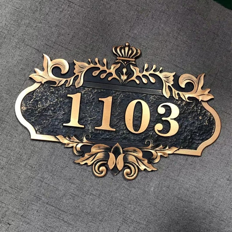 Personalized Embossed House Sign Door Number, Acrylic Material, Antique Bronze Sprayed, Custom Any Words, Home Address Plaque, ME001 image 1