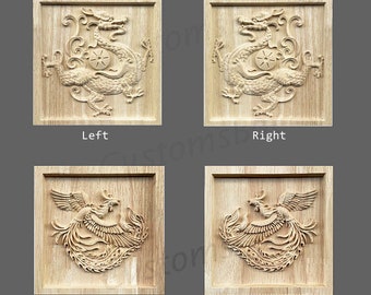 15cm Square Rosettes Applique Onlay, Unpainted Wood Carved Home Embellishments, Flat Back, Furniture Carving Apliques Supplies MD127B