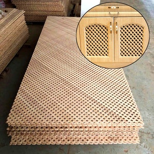 Unpainted Cabinet Wood Lattice Grid Screen, Thickness 0.2", Home Kitchen Furniture Console Credenza Door Shelves Lattice, MD061