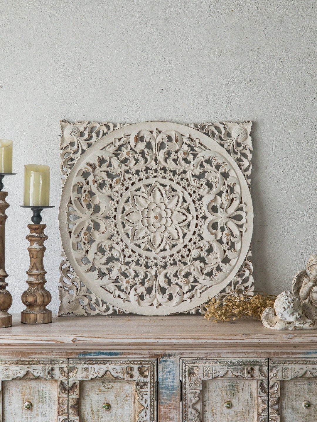 24 Home Decor Medallion Wood Wall Hanging Round Etsy