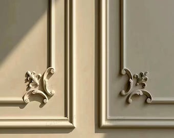 Unpainted Wall Flora Molding Parts, French Style Wall Paneling Wainscoting Parts, Wainscot Panel Frames Parts, Bespoke Paneling, RZ001A