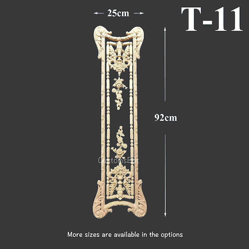 Unpainted Wood Carved Applique Onlay 1pc Home Wall Etsy