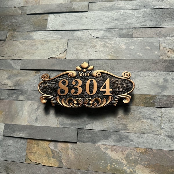 Custom House Sign Embossed Door Number, Acrylic Material, Antique Bronze Sprayed, Custom Any Words, Home Address Plaque, ME002