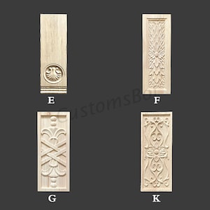 Rectangle Carved Wood Appliques for interior, Back Flat, 1pc, Shabby Chic FURNITURE APPLIQUES, Fireplace Corbel Brackets Decals, MD091 image 3